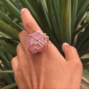 Custom Rose Quartz Adjustable Ring